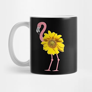 Pink Flamingo Yellow Sunflower Bird Body Mug